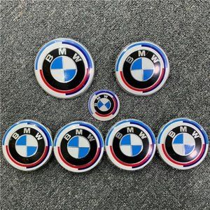 NEW BMW 50th Hubcaps Emblems Set